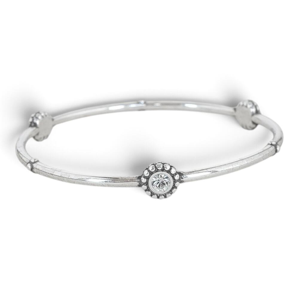 Brighton Twinkle Round Slim Bangle Bracelet Clear Crystal Silver Plated